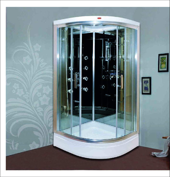 Siyah Oval Duş Tekneli Compact Kabin 90*90*215 h