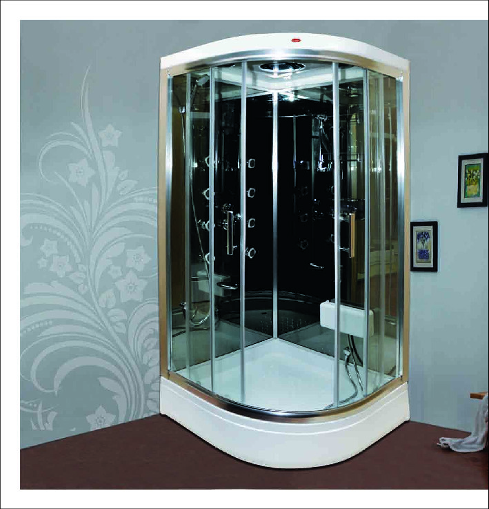 Siyah Oval Duş Tekneli Compact Kabin 100*100*215 h